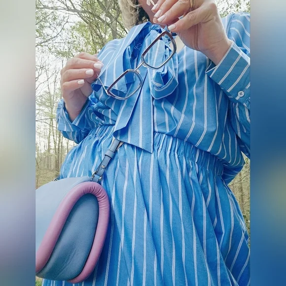 H&M Cotton Stripe Co-ord Skirt And Shirt Set Size L - Picture 8 of 8